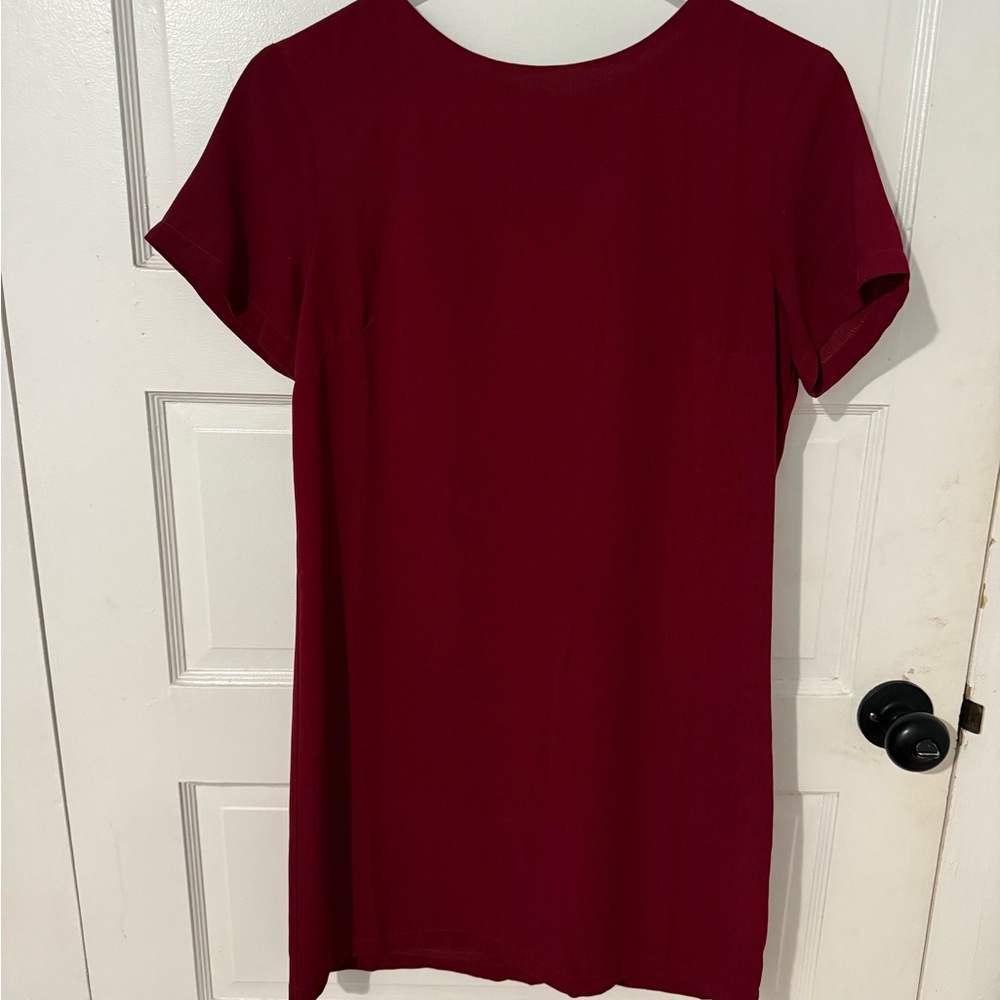 Lulu's Rich Burgundy Short Sleeve Dress